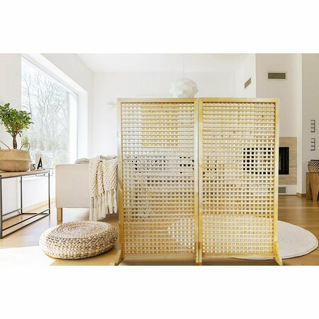 Ejoy Solid Wood Privacy Screen Room Divider With Wood Stand, 72'' x 72'' 36x72RoomDivider_CarbonWood2pc